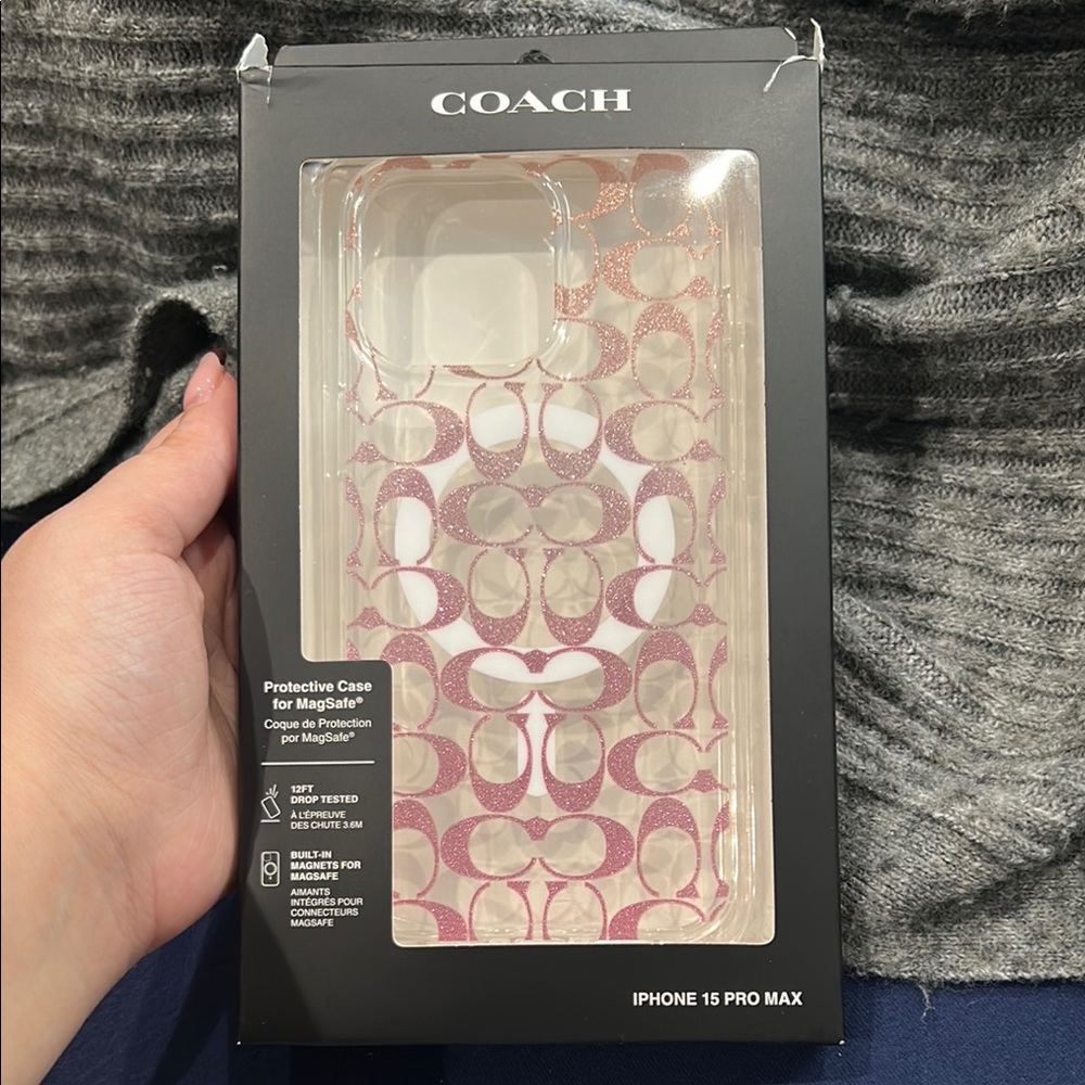 Coach Pink Protective Case for iPhone 15 Pro Max